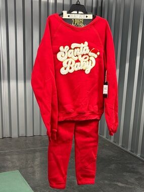 NWT Love Dazed Red "Santa Baby" Holiday 2 pc Sweatshirt & Jogger Set Women’s S